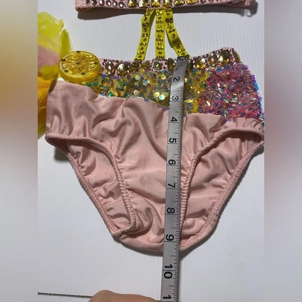 Glamour custom solo sassy dance costume pink lemonade rhinestone LC child